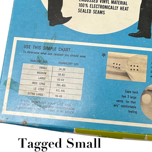 1960s NWT Mod Steel Grey Vinyl Rain Jacket In Box Fetish / Men’s Small * - Picture 5 of 5